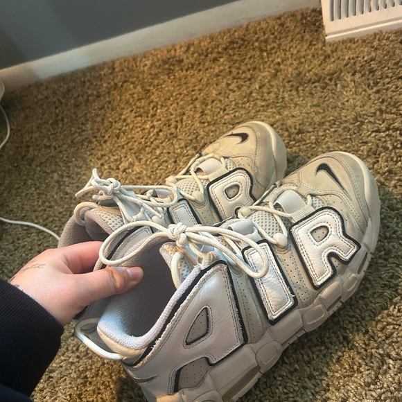nike air uptempo white and silver